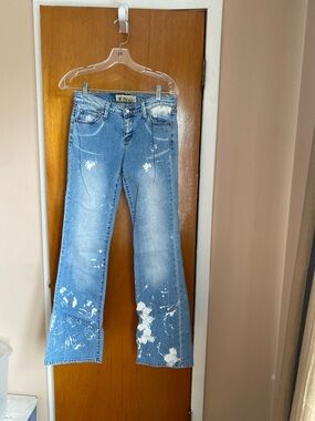 Women’s Blue Distressed Flare Jeans -